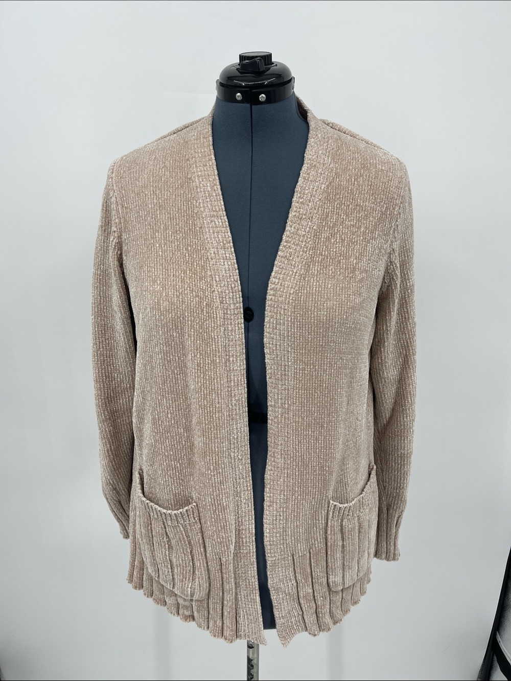 Seven7 Taupe Chenille Open-Front Cardigan WOMENS SIZE M
